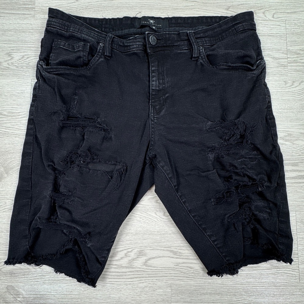Jordan Craig Men's Denim Shorts Legacy Edition Black 38 Distressed Raw Hem